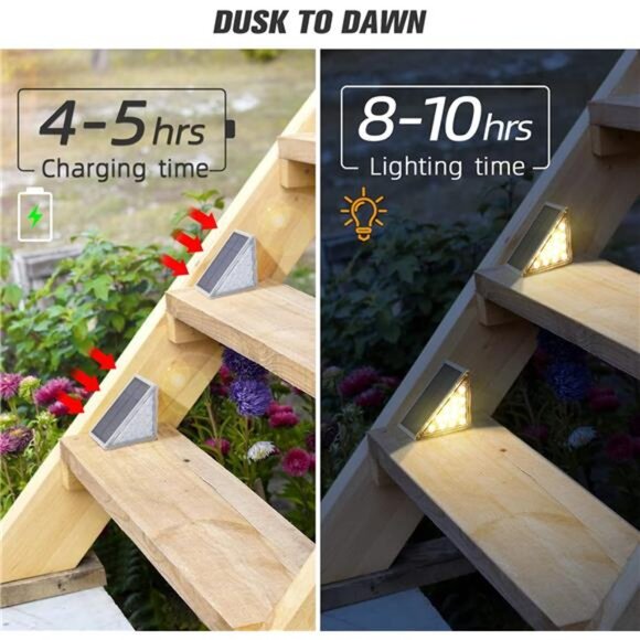 6 Pack Solar Step Lights for Outside, Waterproof IP67 Solar Stair Lights Outdoor - Picture 2 of 7